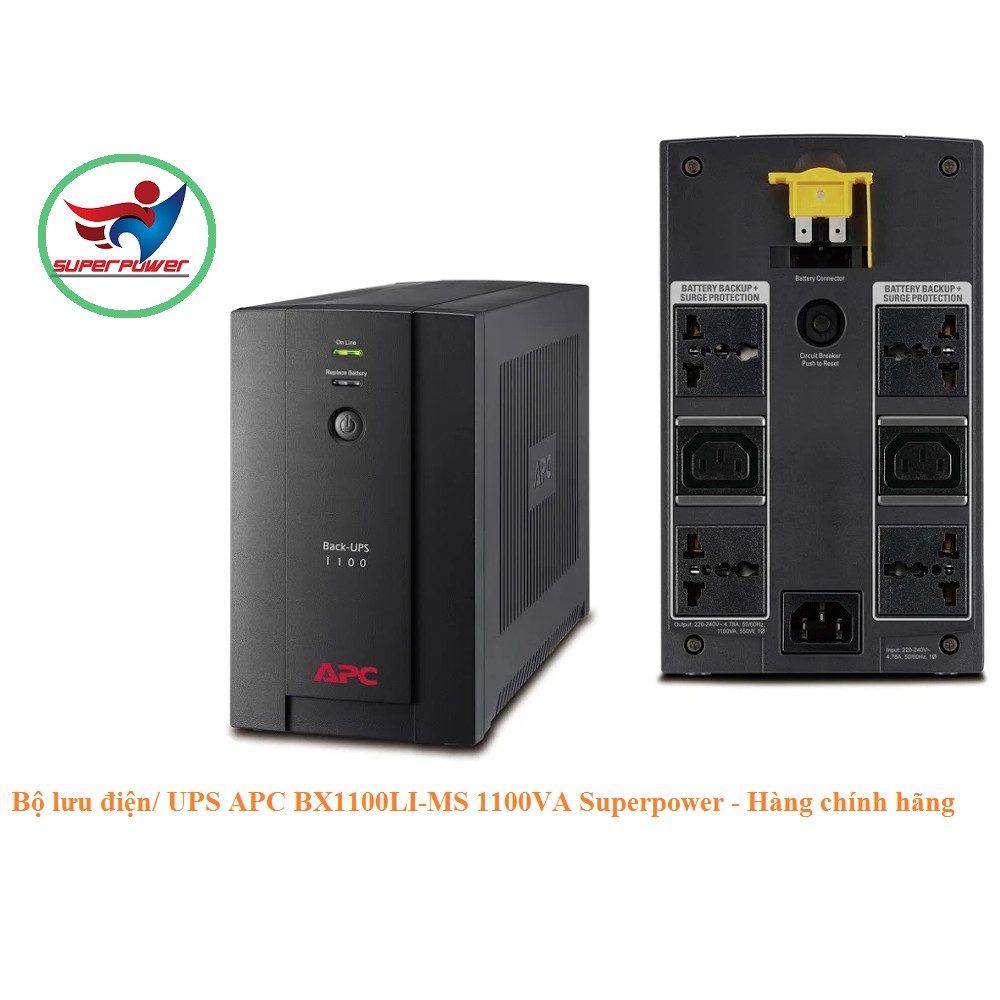 [Mã 254ELSALE giảm 7% đơn 300K] Bộ lưu điện/ UPS APC BX1100LI-MS 1100VA Superpower - Hàng chính hãng