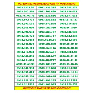 sim số đẹp mobi đầu 0933 giá bình dân