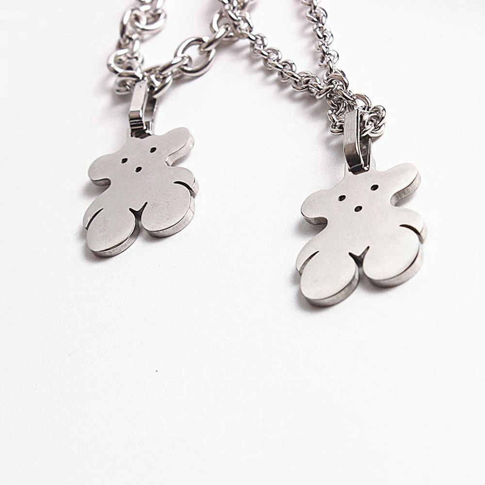 Dây Chuyền Mặt Hình Gấu Bằng Thép Không Gỉ Cho Cặp Đôi