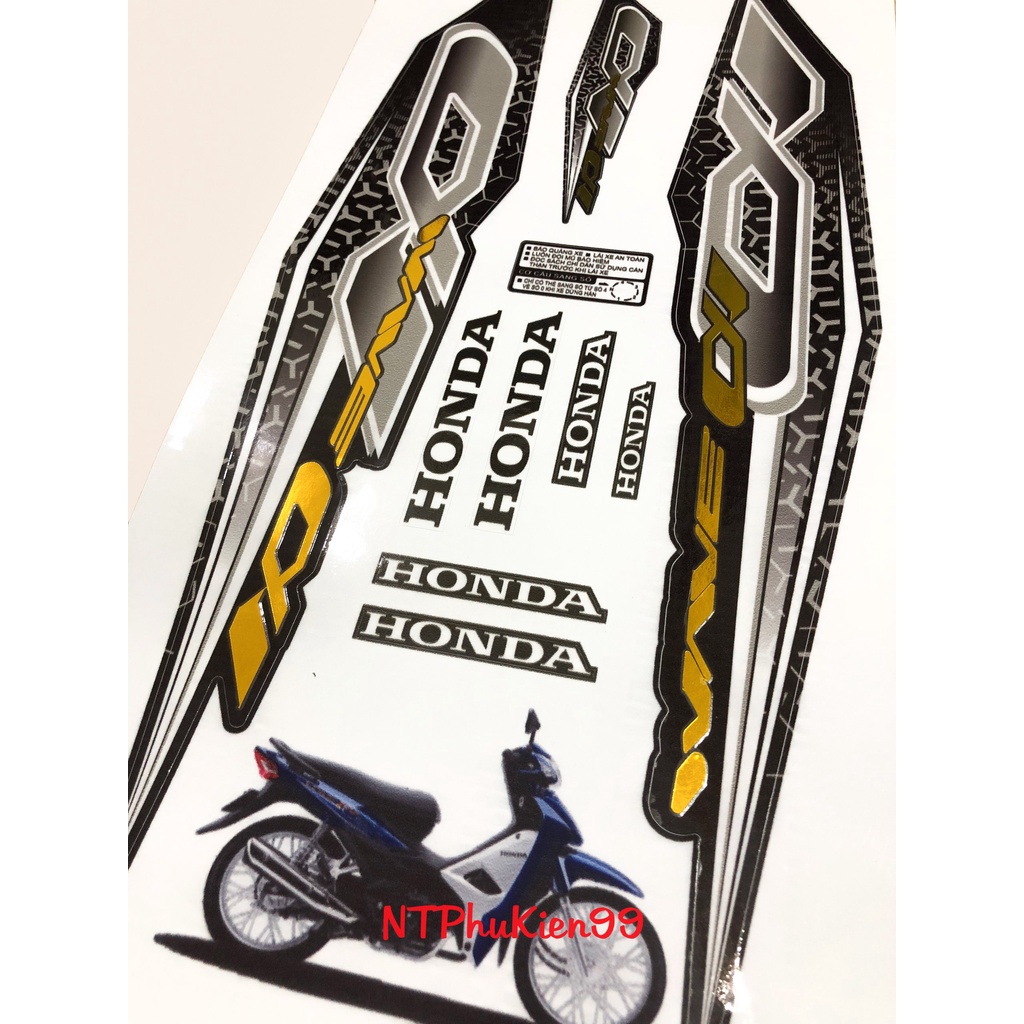 Tem Wave Zin GHÉP CROM Màu Đen  Dán cho Wave 50cc-100cc-110cc