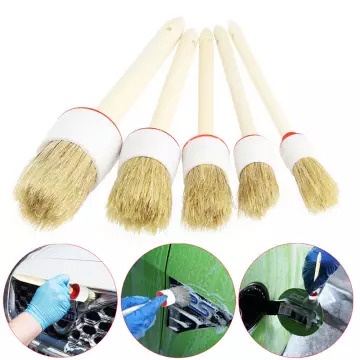 COMBO 5 Cọ Rửa Xe Lông Heo - Cán Gỗ Rửa Xe Máy Xe Oto Chi Tiết Chuẩn Detailing