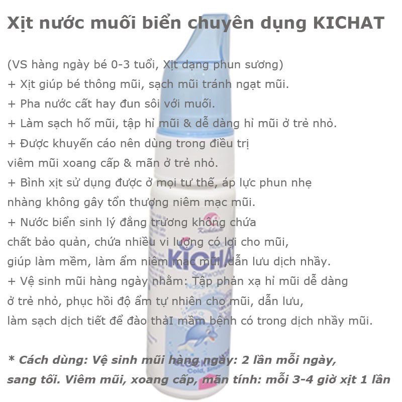 BÌNH RỬA MŨI NASAL COOL KICHILACHI TẶNG KÈM BÌNH XỊT MŨI VÀ 6 GÓI MUỐI