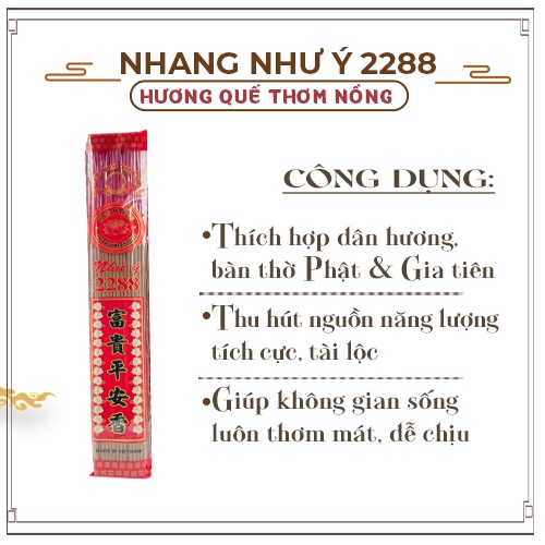 Nhang Cao Cấp Như Ý 2288 Mùi Quế Dịu Nhẹ Ít Khói Thiên Lộc - Tép Nhỏ 90 Nén