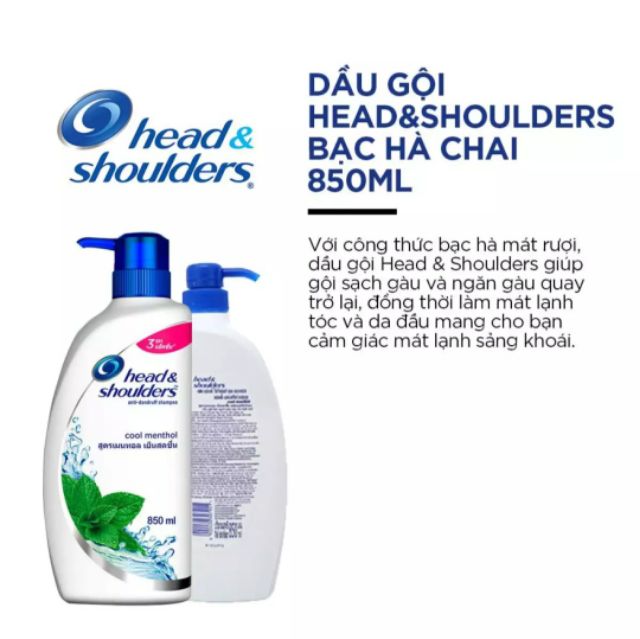 Dầu Gội đầu Head & Shoulders Bạc Hà chai 850ML