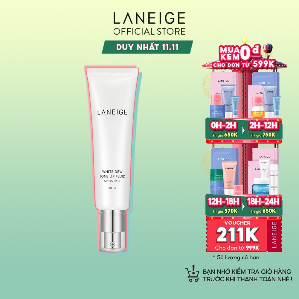 [Mã FMCGMALL -8% đơn 250K] Sữa dưỡng trắng nâng tông da Laneige White Dew Tone-up Fluid 50ml