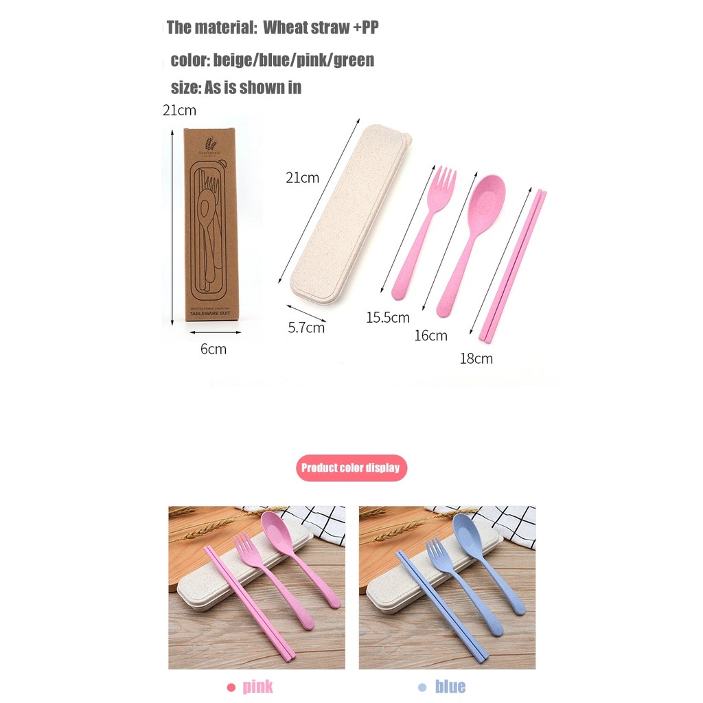 KATELV Set 3 dụng cụ bàn ăn chất liệu sợi lúa mạch thân thiện với môi trường