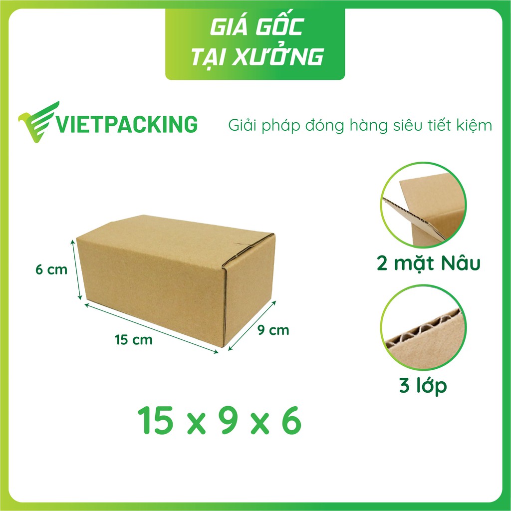 15x9x6 - 50 hộp carton đóng hàng đẹp, giấy cứng V063