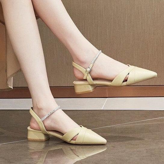 Giày Cao Gót Xăng Đan Nữ Xăng Đan Mũi Nhọn Đế Bằng Mới a5 CG-0613, DANGMI