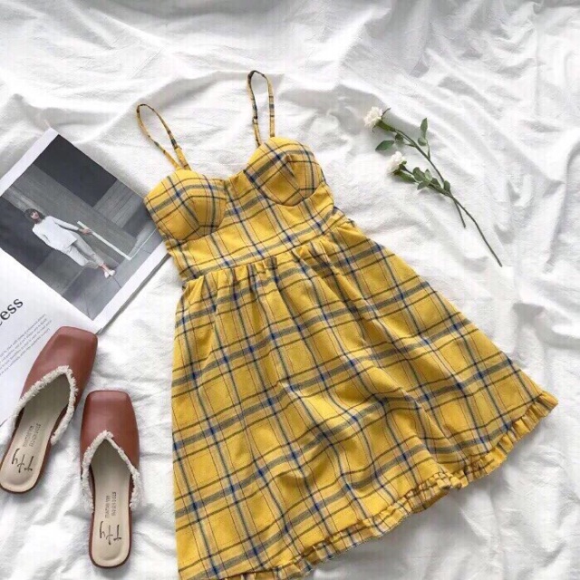 Đầm 2s caro cúp