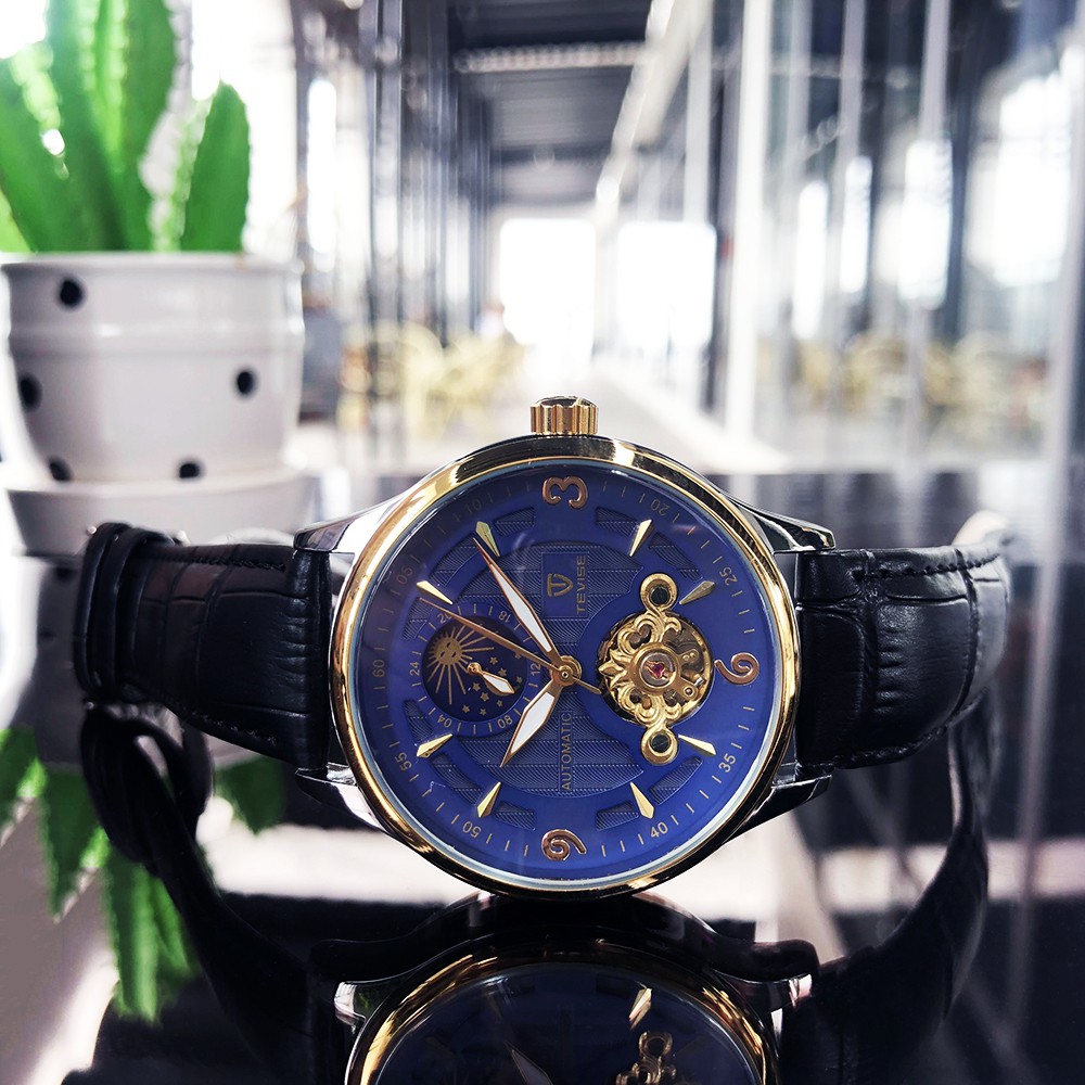 Đồng hồ nam TEVISE T820 automatic, Dây da cao cấp, Full hộp, chống nước, chống xước, Thẻ bảo hành 3 năm