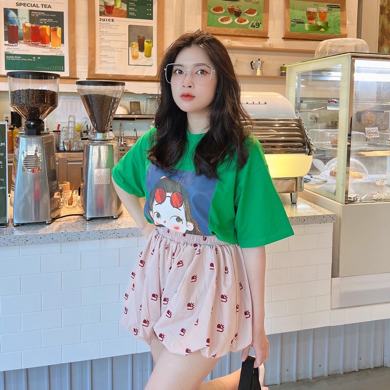 Set Đùi Quần Bí Áo Xanh Cute 😘