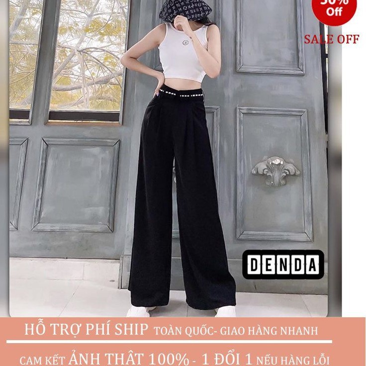 Quần tây quần vải  ống rộng dáng xuông nữ cạp viền chữ thời trang HÀN QUỐC , siêu phẩm của năm 2020 | BigBuy360 - bigbuy360.vn
