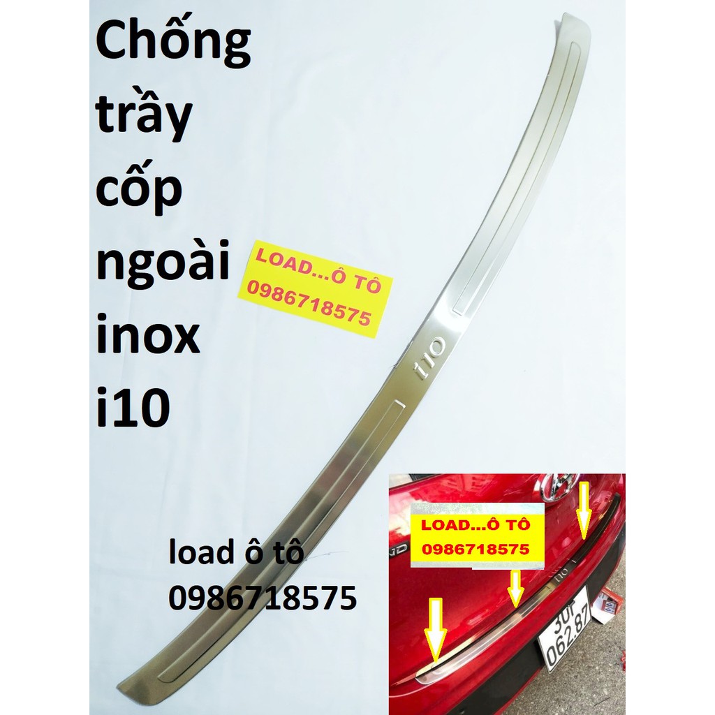 Ốp Bậc cốp Sau Xe Huyndai Grand  I10 2014-2020 Bản Hatback (Chất liệu inox)