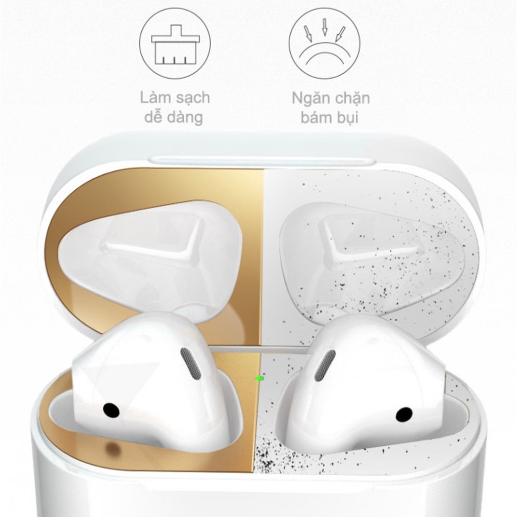 Miếng dán bảo vệ tai nghe kim loại mạ vàng siêu mỏng chống bụi cho phụ kiện tai nghe bluetooth inpods i12, Airpods 1, 2