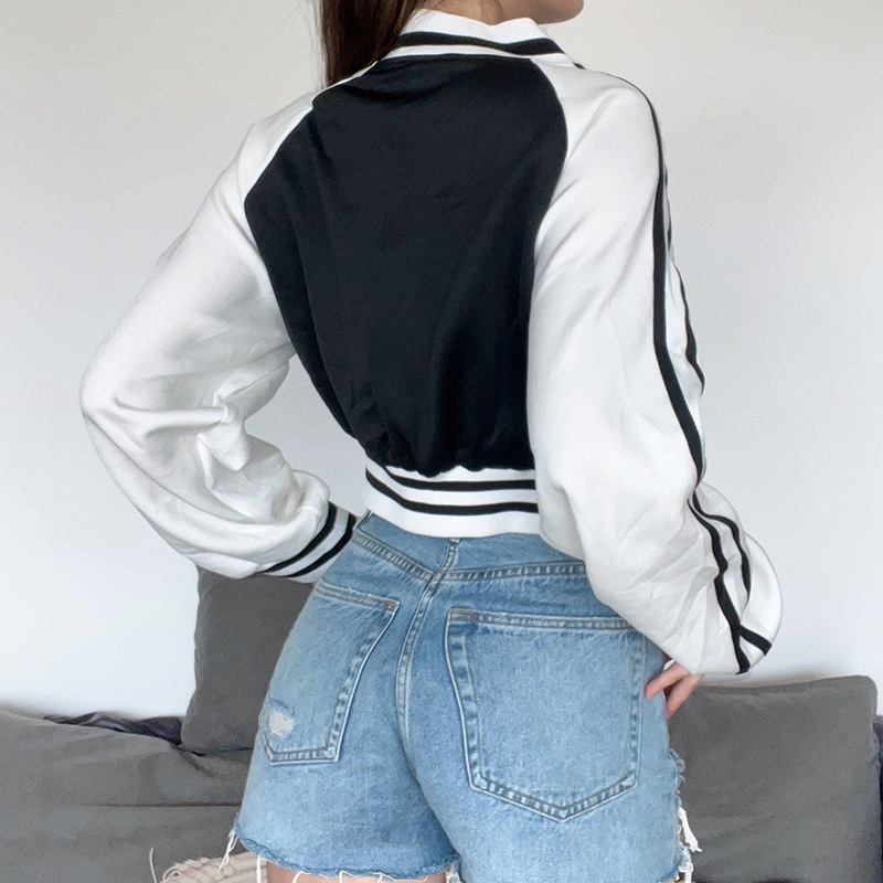 IELGY    Áo Khoác Bóng Chày In Hình Ngôi Sao preppy Thời Trang Cho Nữ