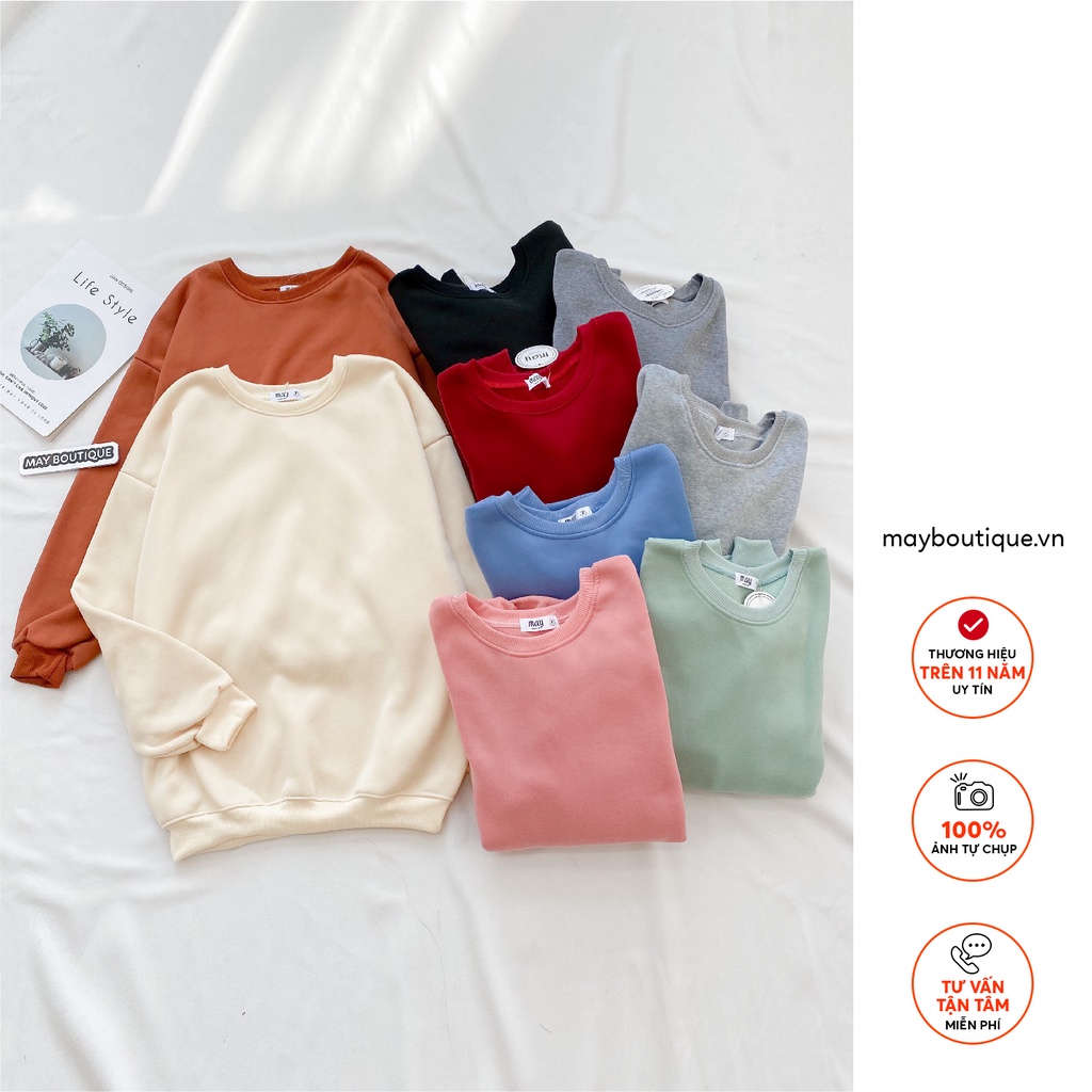 [HÀNG CÓ SẴN] Áo nỉ oversize May Boutique áo nỉ dài tay trơn màu basic ABS21H_110.001