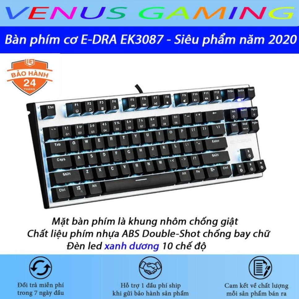 Bàn phím cơ E-DRA EK3087 - Siêu phẩm năm 2020 - Khung kim loại - Đèn led màu xanh dương - Bảo hành 24 tháng | BigBuy360 - bigbuy360.vn