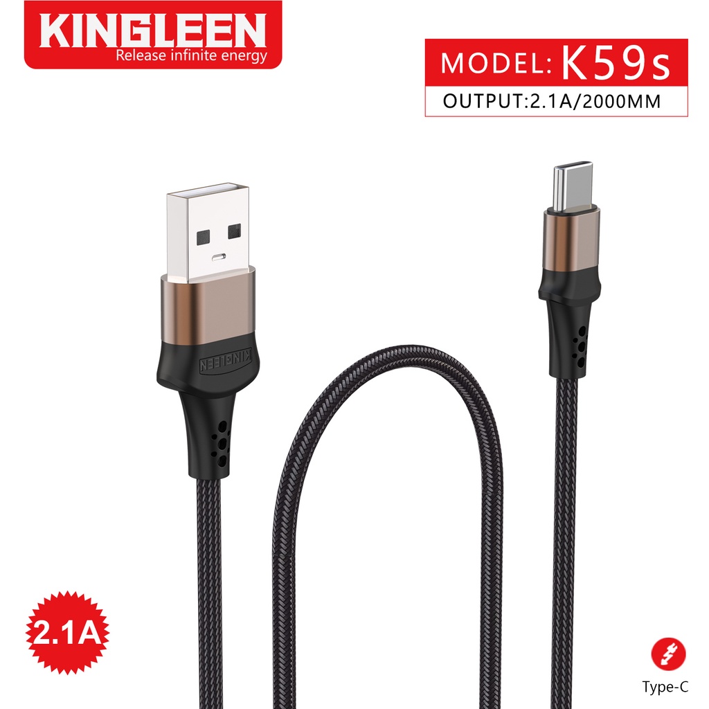 CÁP USB 2.0 -&gt; TYPE-C 2.1A 2M KINGLEEN K59S
