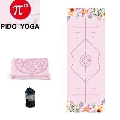 Khăn yoga PIDO họa tiết 3D có góc cố định thảm ( Tặng Túi)