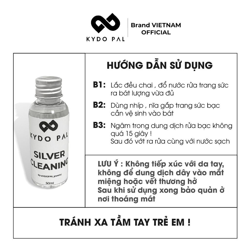 Nước rửa trang sức bạc KYDOPAL làm sạch nhẫn, vòng cổ, bông tai, lắc tay, chân bằng bạc - 9P1