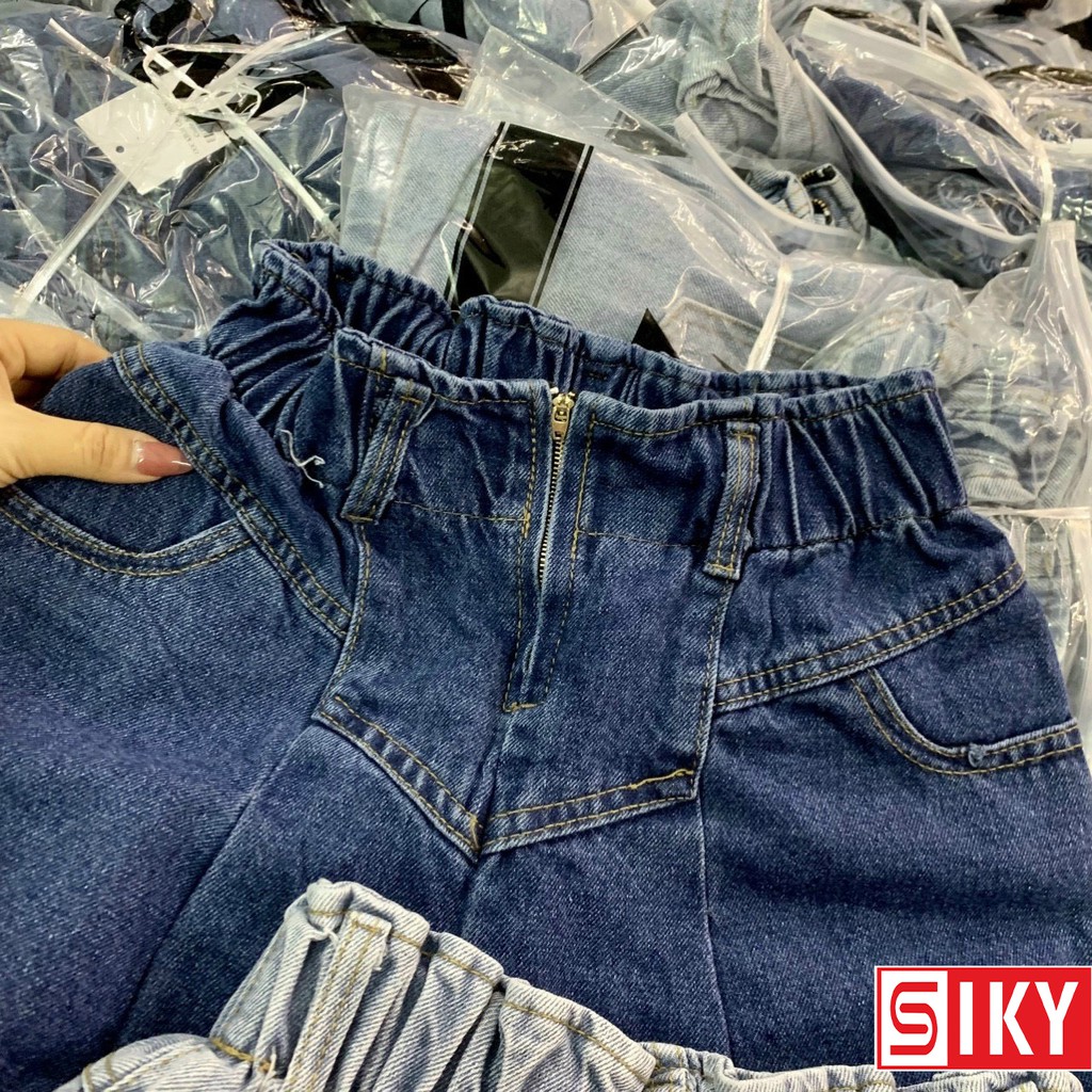 Quần short jean ống rộng cạp cao phối khóa trước siêu xinh - Sliky 008