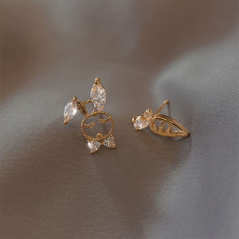 Bông Tai Bạc Hình Thỏ Và Cà Rốt Đơn Giản Dễ Thương Quyến Rũ Thời Trang Hàn Quốc