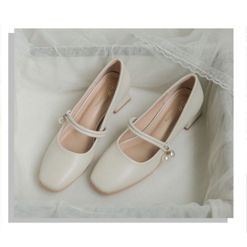 Giày công sở da mềm gót vuông 5 phân kết hợp đồ váy vóc giày cưới sang trọng giày cao gót dễ đi