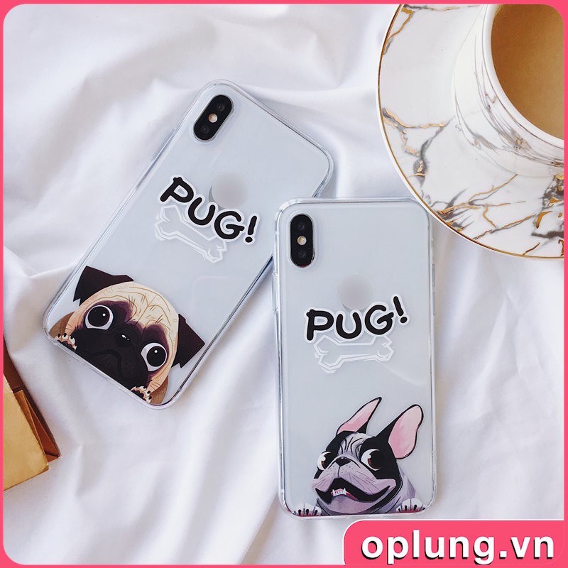 Ốp lưng iphone họa tiết cún pug chó đáng yêu cho ip 6 6s plus 7 8 X XS max 11 pro max (a48)