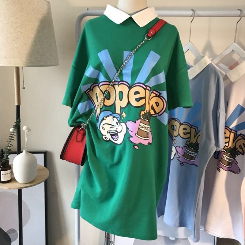 Đầm Thun Ngắn Tay Form Rộng Phong Cách Hàn Quốc Dành Cho Nữ