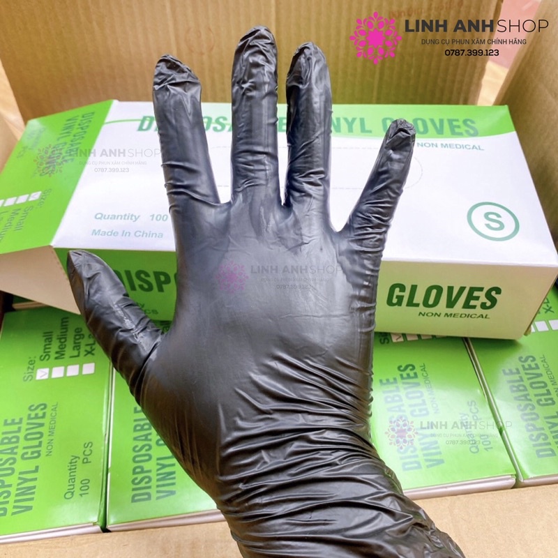 HỘP 100 GĂNG TAY ĐEN NITRILE GLOVES