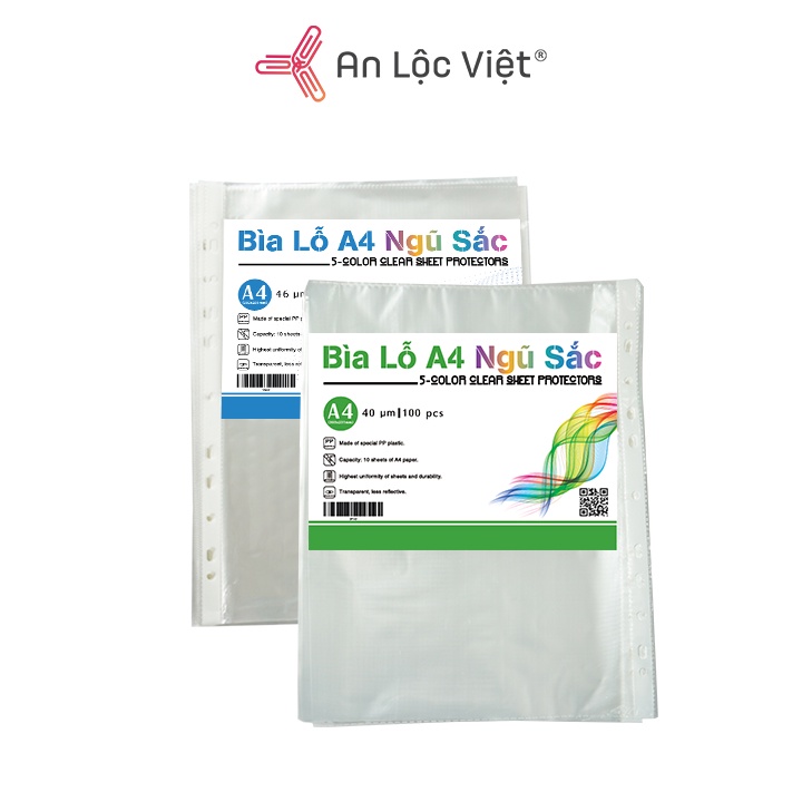 Bìa lỗ - File lỗ ngũ sắc A4 400gr / 460gr (100 tờ)