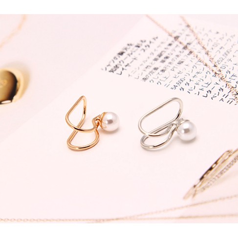 Khuyên tai nữ bông tai nữ kẹp vành cá tính hàn quốc sóng đính đá và dây dài tua rua