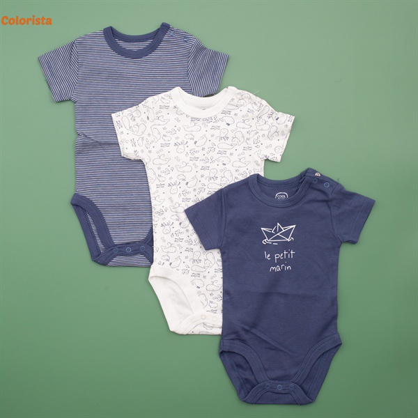 Set body chip cộc tay cotton mềm mát họa tiết dễ thương cho bé thời trang COLORISTA 1 set