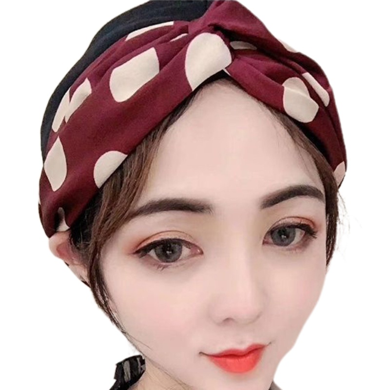 Mũ Turban Thắt Nút Co Giãn Họa Tiết Chấm Bi Màu Sắc Tương Phản Phong Cách Dân Tộc Dành Cho Nữ Mặc Khi Ngủ