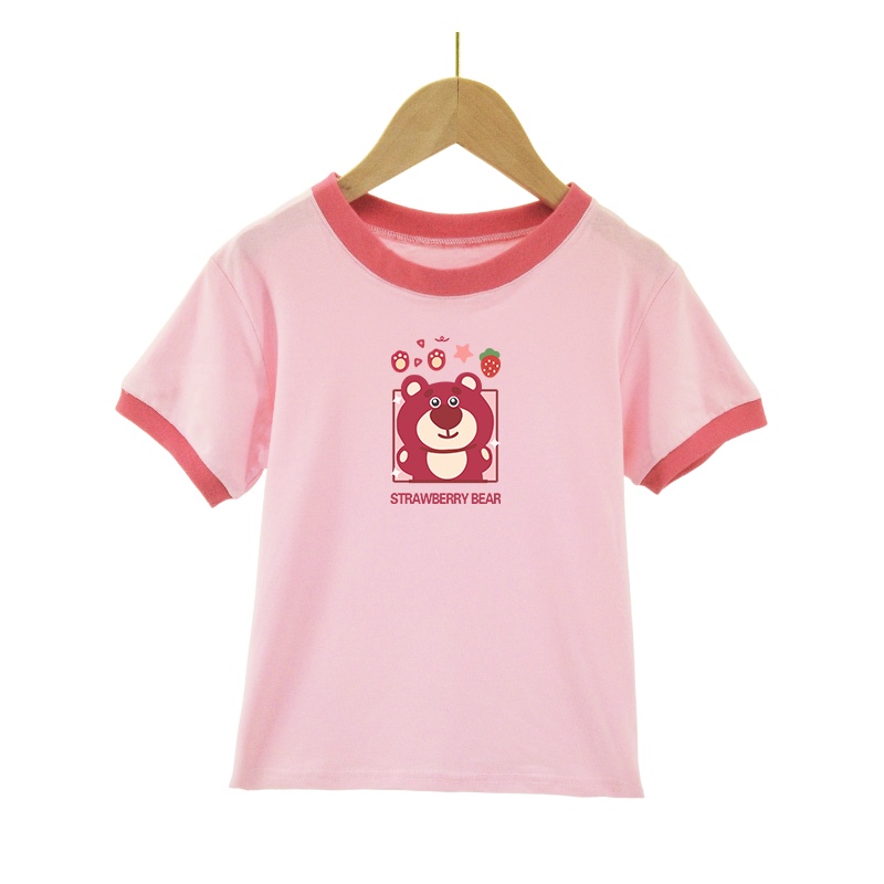 Áo Thun Cotton Mềm Mại In Họa Tiết Mèo Hoạt Hình Màu Kẹo Tương Phản Phong Cách Hàn Quốc 2022 Cho Bé Gái