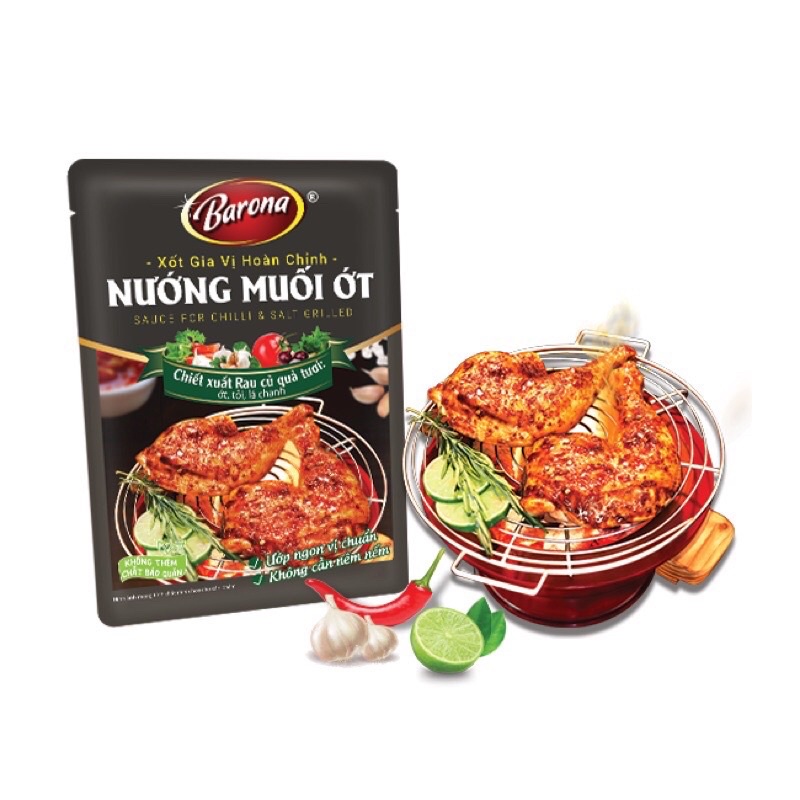 XỐT ƯỚP GIA VỊ HOÀN CHỈNH NƯỚNG MUỐI ỚT BARONA 80G