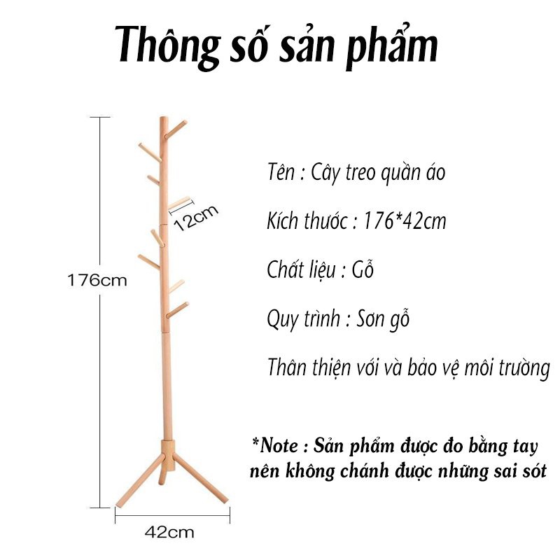 Cây Treo Quần Áo Bằng Gỗ Tự Nhiên Hàn Quốc, Móc Treo Quần Áo Standing-Hanger Mila Store