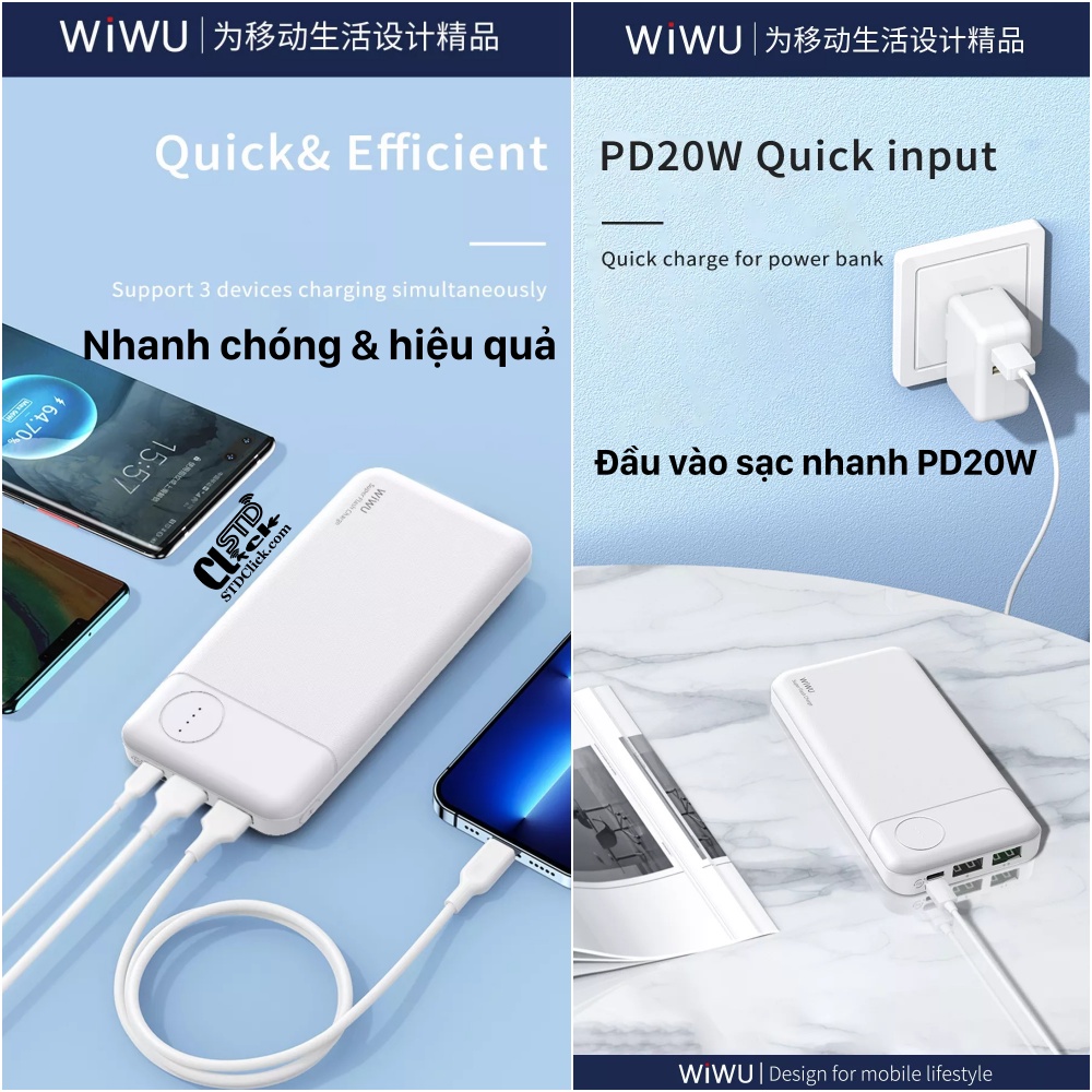 PIN SẠC DỰ PHÒNG WIWU JC-14 CHÍNH HÃNG 10.000 mAh SẠC NHANH PD - Q.C 22.5W