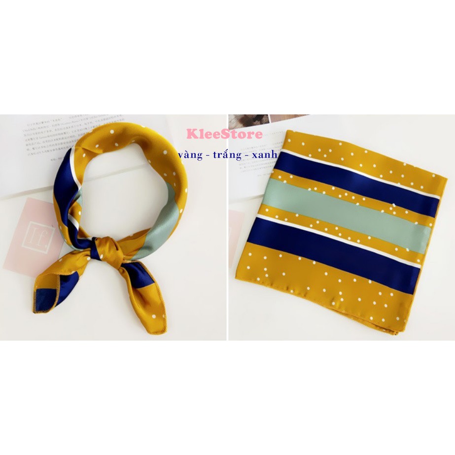 KHĂN LỤA VUÔNG SATIN KẺ 50x50 cm