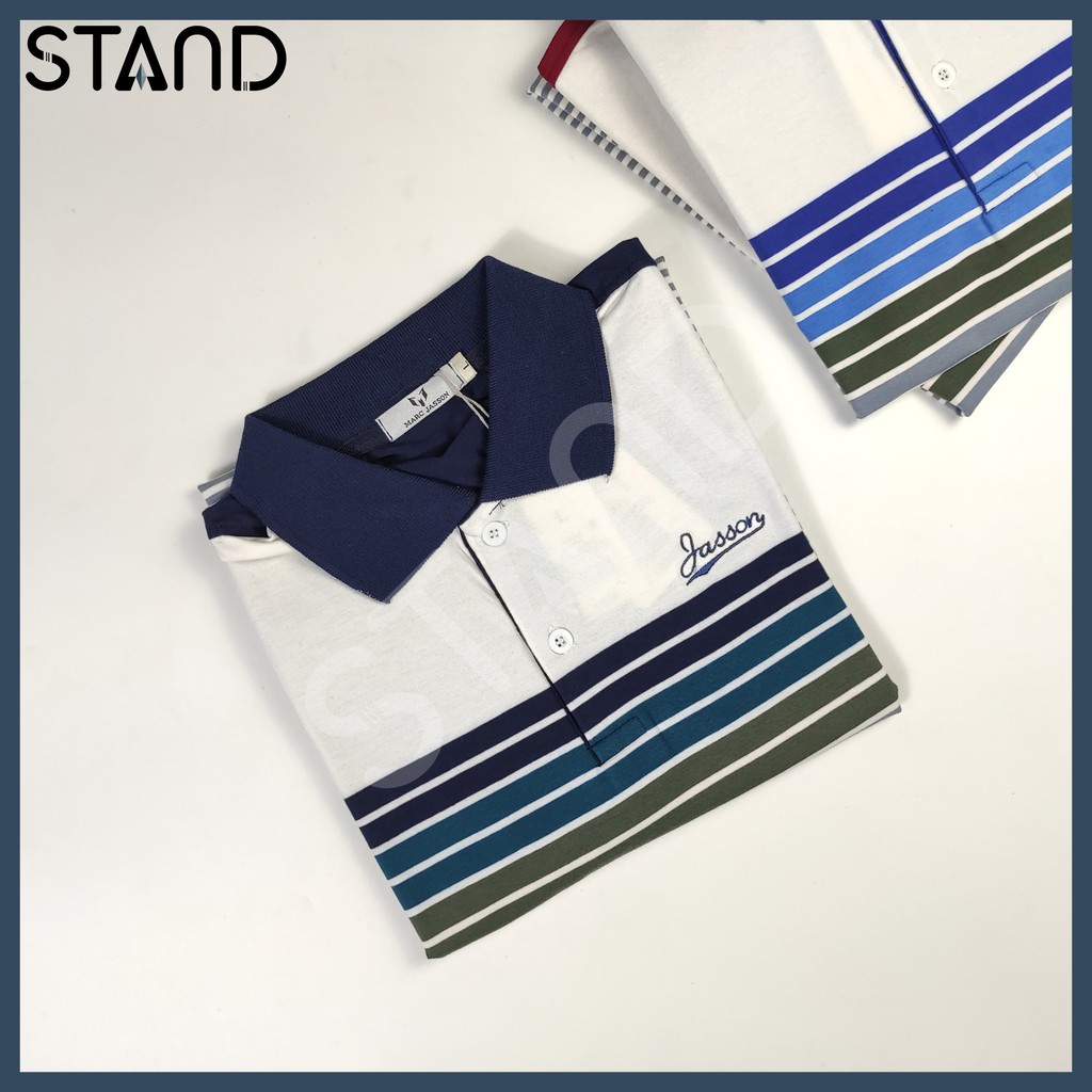 Áo Polo Tay Ngắn  💕𝘍𝘳𝘦𝘦𝘴𝘩𝘪𝘱💕 Polo Nam Có Cổ Jasson Sọc Ngang Thun Cotton Mềm Mịn  3 Màu 3 Size - Mã PS0016 - STAND | BigBuy360 - bigbuy360.vn