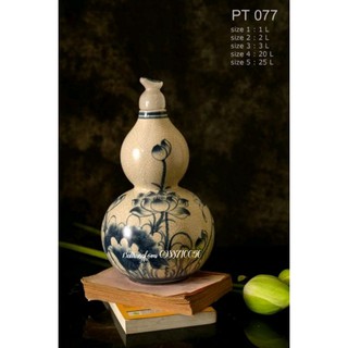 Nậm rượu hoa sen men rạn cổ