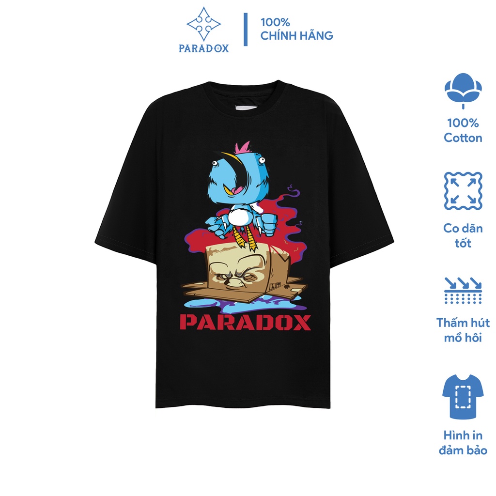 Áo thun form rộng Paradox tay lỡ - Unisex - In hình - THE SCREAM - Màu đen