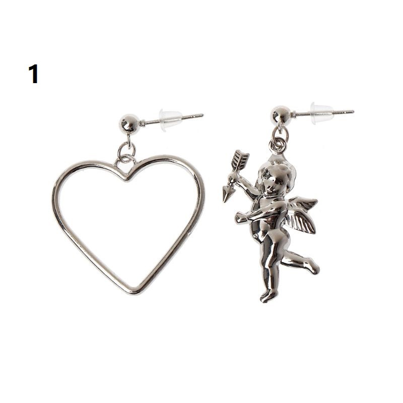 Bông tai kim loại dáng dài mặt hình thần tình yêu Cupid thời trang cá tính