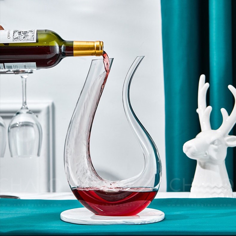 Bình thở rượu vang Decanter dáng chữ U và số 6 -  1500ml &amp; 1200ml  - Sản xuất thủ công
