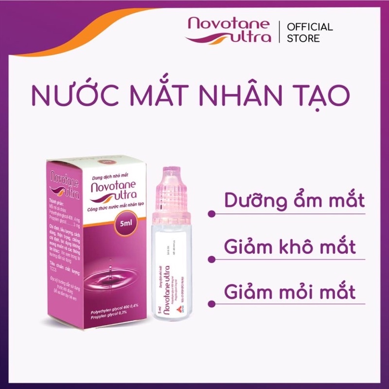 Dung dịch nhỏ mắt nước mắt nhân tạo Novotane ultra