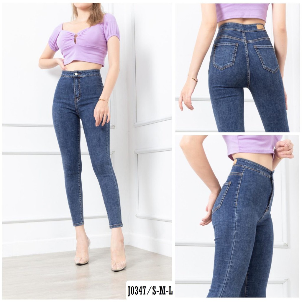 Quần Jean Nữ Ôm Skinny Trơn Đơn Giản, Lưng Cao Đẹp J0347