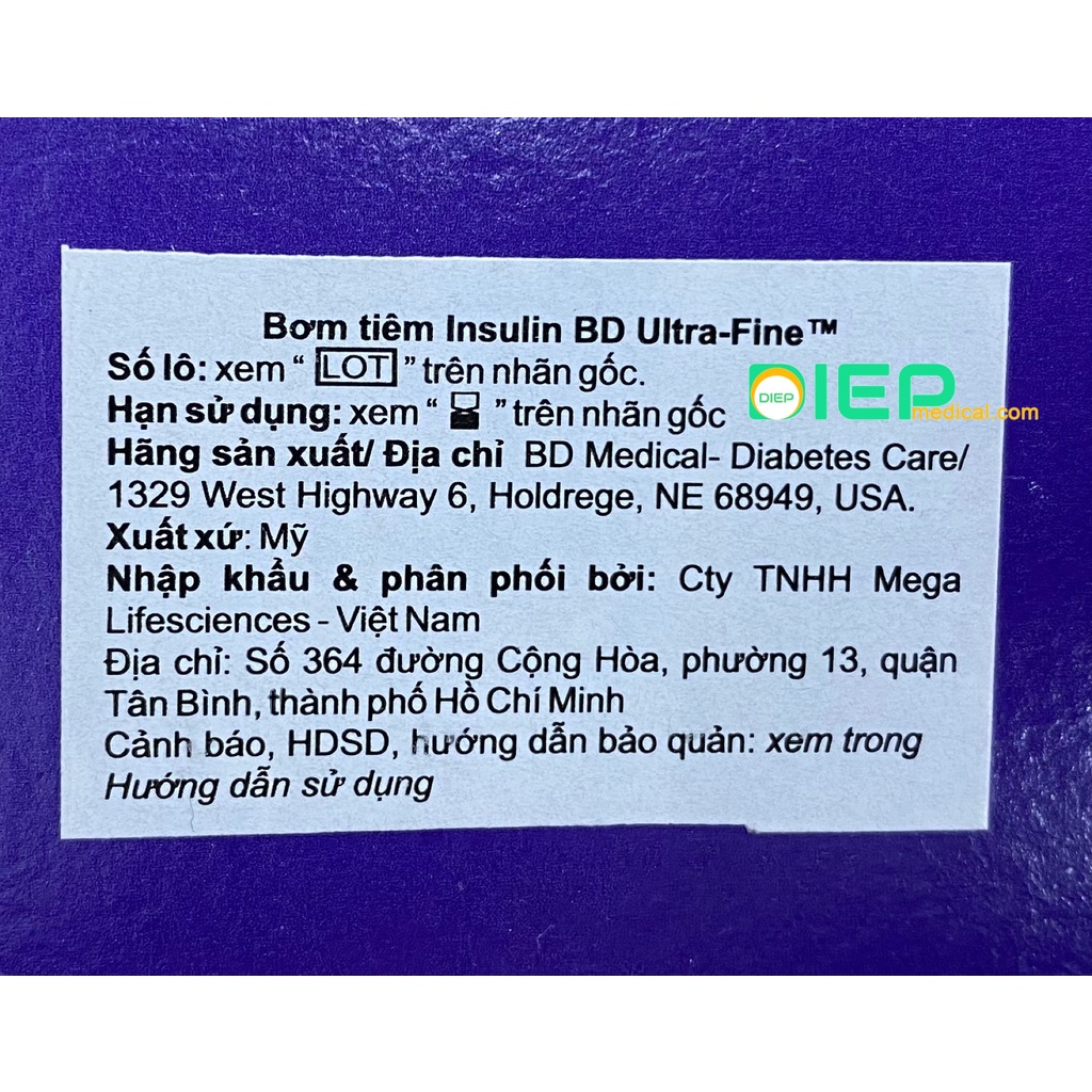 ✅ BD ULTRA - FINE II SHORT NEEDLE 0.3ML/U100 BỊCH 10 CÂY - Kim tiêm Insulin đái tháo đường