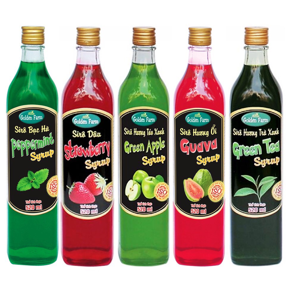 Siro Golden Farm  Đủ Các Vị Đào, Dâu, Chanh leo, Việt quất, Bạc hà, Chocolate, Chanh leo
