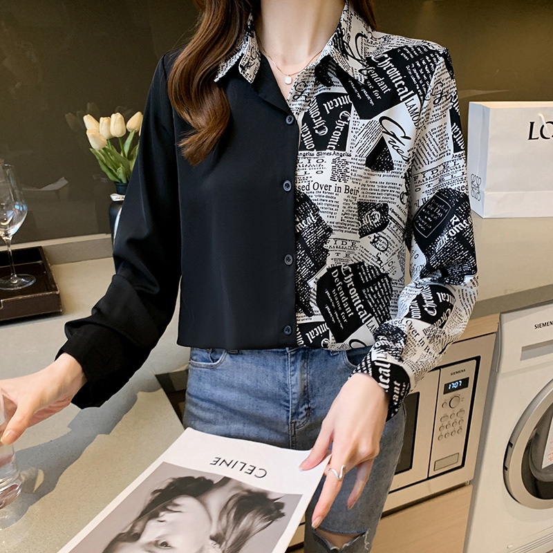 Áo Sơmi DàI Tay In Hoa BằNg VảI Chiffon Cho Nữ