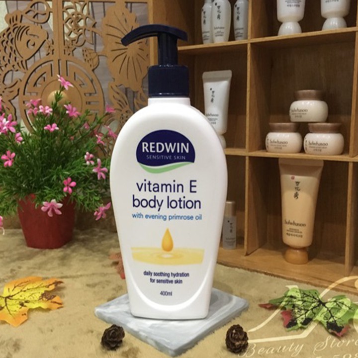 Dưỡng Thể Giữ Ẩm Da Chiết Xuất Dầu Hoa Anh Thảo Của Redwin Body Lotion Với Vitamin E và EPO 400ml